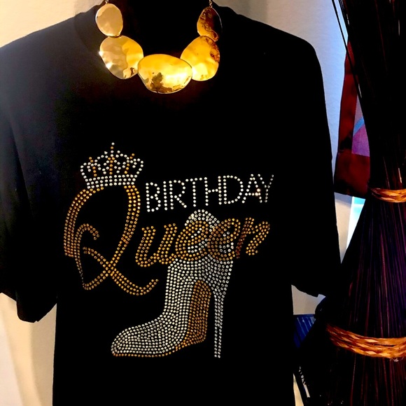 Tops - Birthday Queen Rhinestone T-shirt